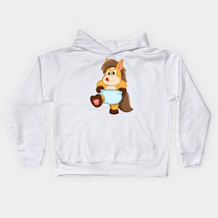 Horse as Baby with Diaper Kids Hoodie